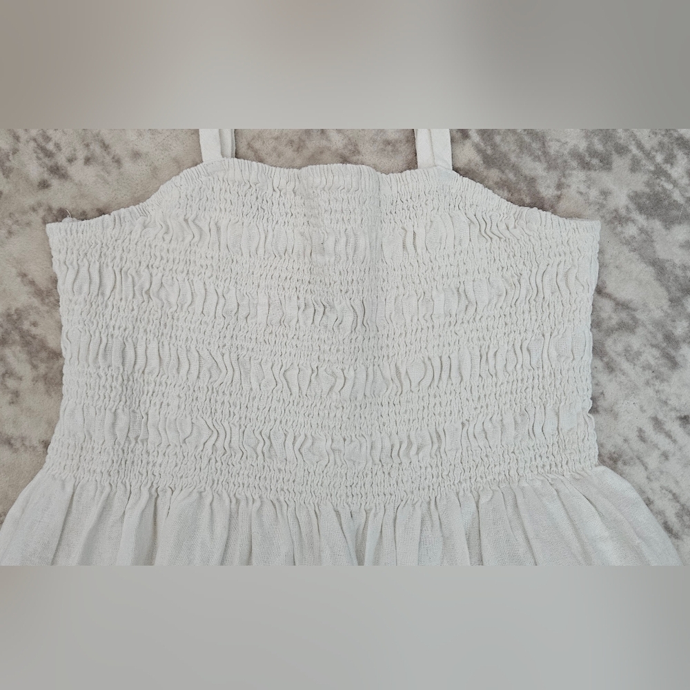 Universal Threads White Adjustable Strap, Rouched Top Midi Sun Dress - Picture 2 of 5